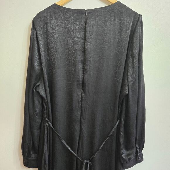 NWT Andrée by Unit Whimsigoth Vamp Witchy Black Satin Midi Long Sleeve Dress 2X - Picture 4 of 12